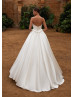 Strapless Sweetheart Neck Ivory Pleated Satin Wedding Dress